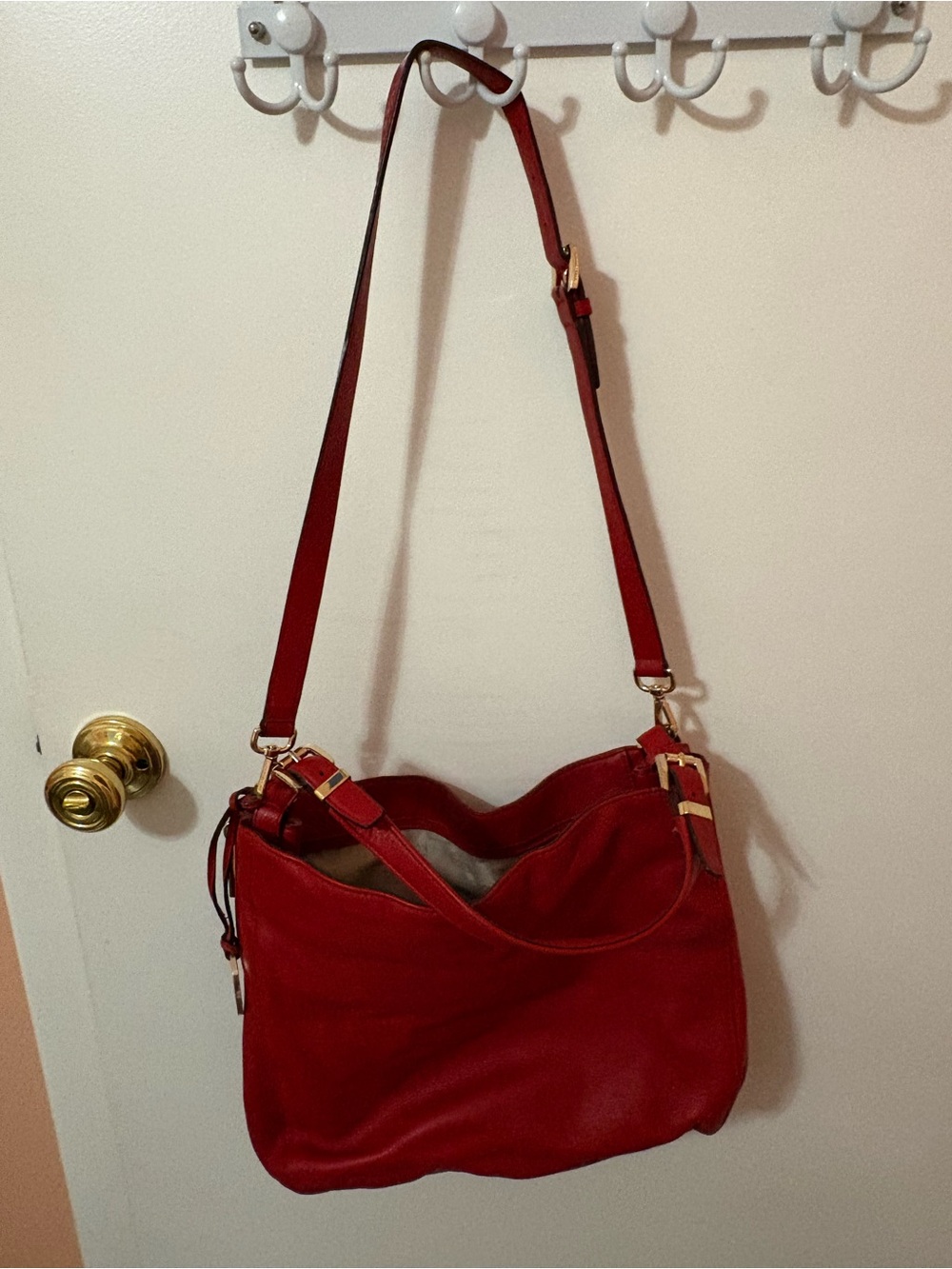Michael Kors Red Leather Shoulder Bag